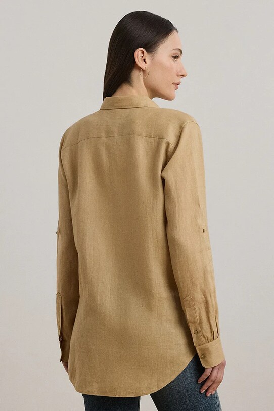 Ленена риза Lauren Ralph Lauren 200782777 бежов SS25