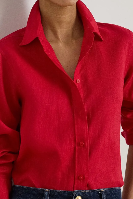 Lauren Ralph Lauren koszula damska lniana czerwony 200782777