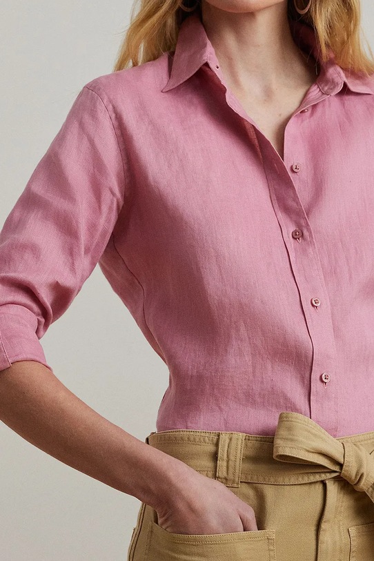 Ľanová košeľa Lauren Ralph Lauren ružová 200782777