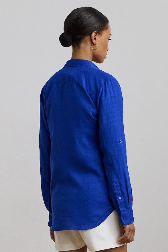 Ľanová košeľa Lauren Ralph Lauren 200782777 modrá SS25