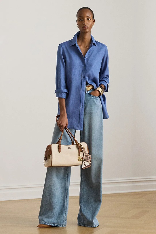 Одежда Lauren Ralph Lauren рубашка для женщин из льна 200782777 голубой