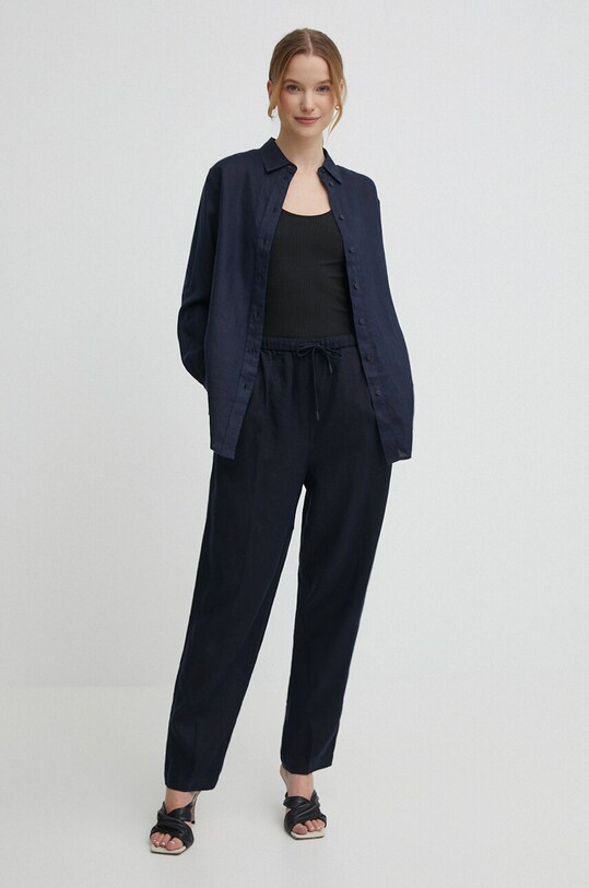 Lněná košile Lauren Ralph Lauren 200782777 námořnická modř SS25