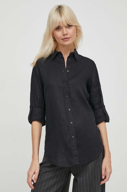 Lauren Ralph Lauren koszula lniana regular czarny 200782777