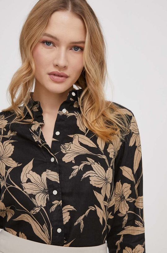 Lauren Ralph Lauren koszula lniana czarny 200925292