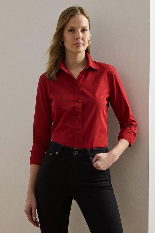 Βαμβακερό πουκάμισο Lauren Ralph Lauren κανονικό κόκκινο 200925378