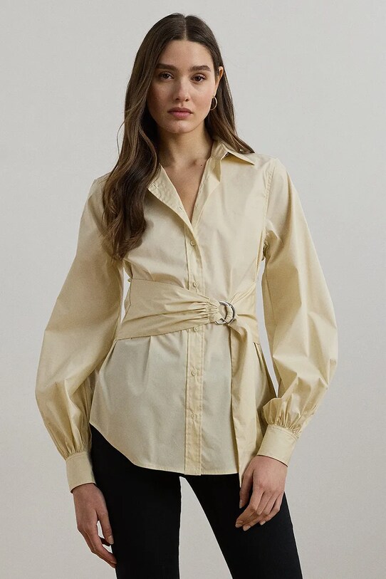 Lauren Ralph Lauren koszula z elastanem beżowy 200925446