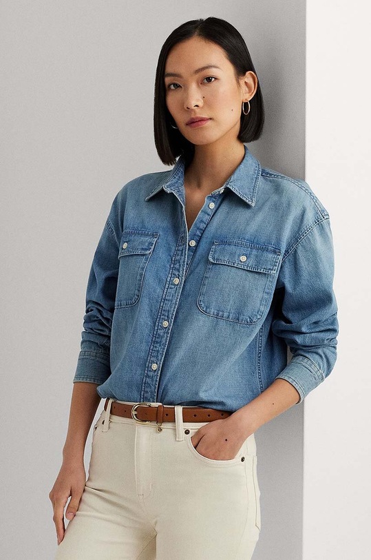Lauren Ralph Lauren koszula bawełniana bawełna niebieski 200926274