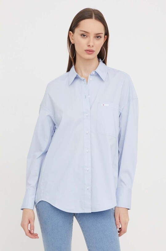 Tommy Jeans cămașă lung albastru DW0DW17356