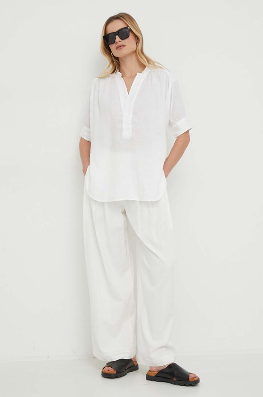 Polo Ralph Lauren bluzka lniana 211925088 biały SS24