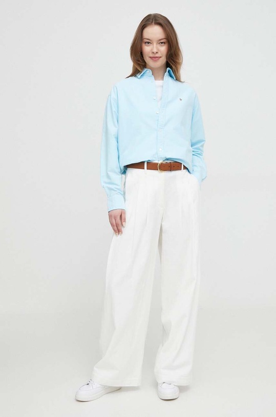 Βαμβακερό πουκάμισο Polo Ralph Lauren 211931064 μπλε SS24