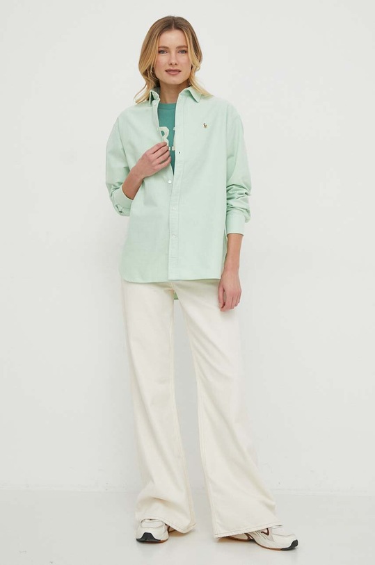 Βαμβακερό πουκάμισο Polo Ralph Lauren 211931064 πράσινο SS24