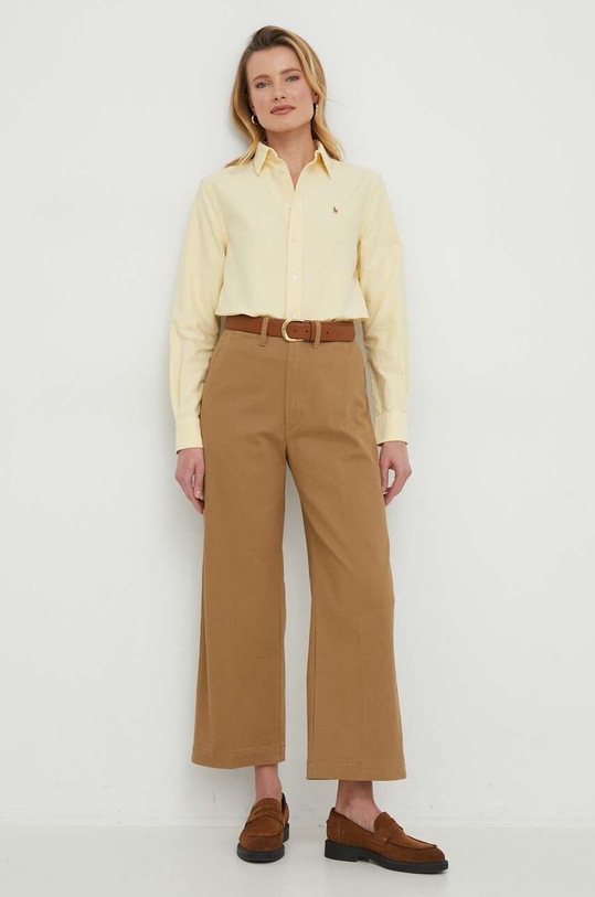 Βαμβακερό πουκάμισο Polo Ralph Lauren 211932521 κίτρινο SS24
