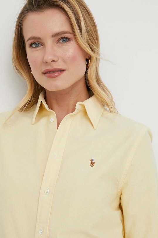 Βαμβακερό πουκάμισο Polo Ralph Lauren κίτρινο 211932521