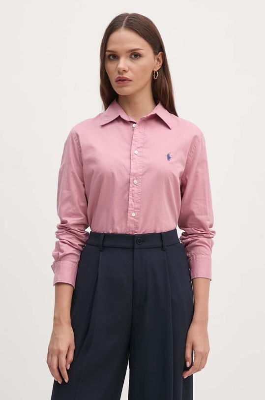 Bavlněná košile Polo Ralph Lauren hladký růžová 211932522