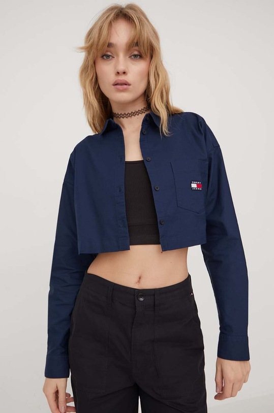 Tommy Jeans koszula bawełniana granatowy DW0DW17345