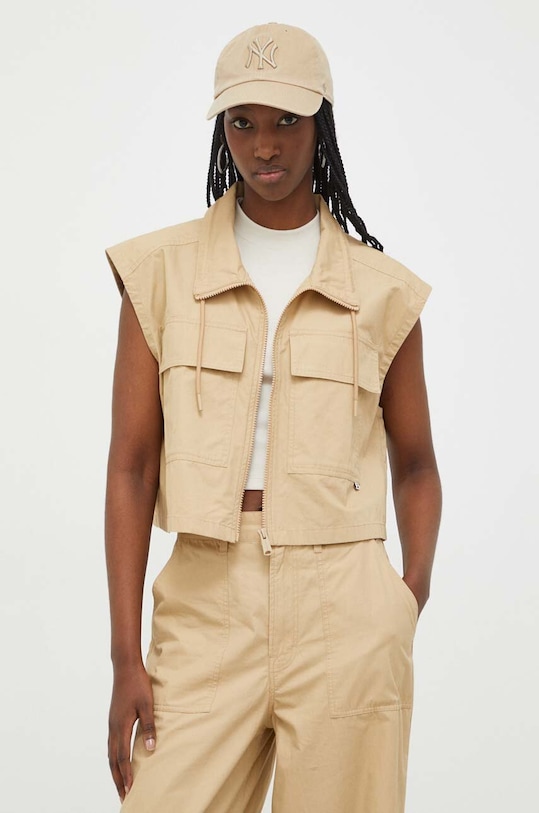 Tommy Jeans vestă din bumbac necaptusit bej DW0DW17354