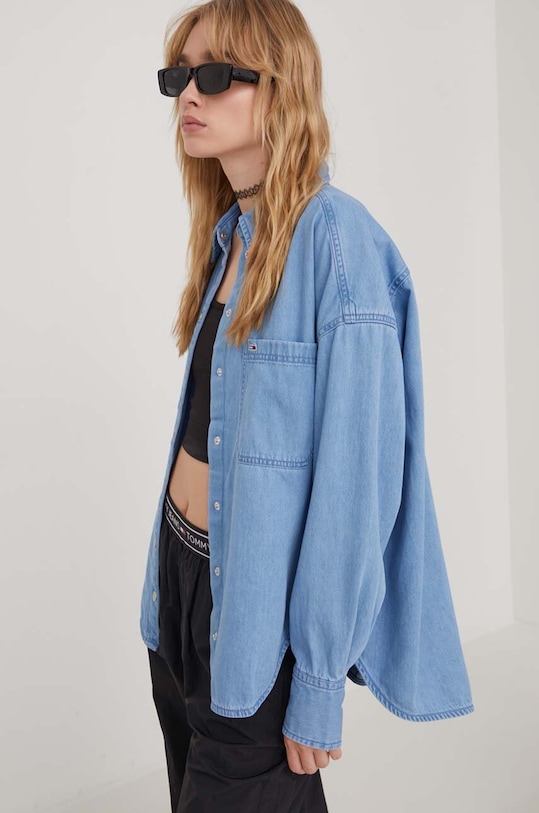 Džínová košile Tommy Jeans riflovina modrá DW0DW17355