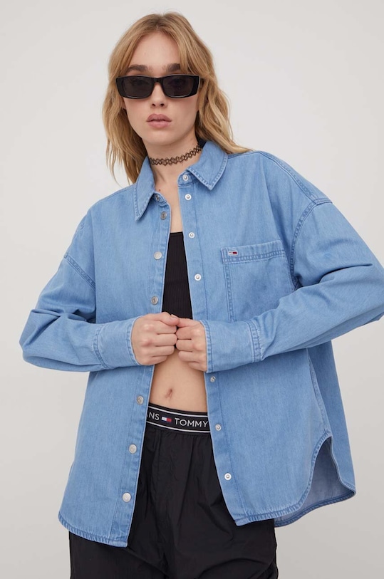 Džínová košile Tommy Jeans modrá DW0DW17355