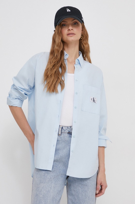 Calvin Klein Jeans koszula bawełniana bawełna niebieski J20J222610