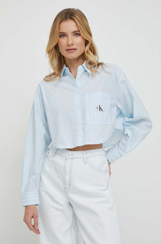 Calvin Klein Jeans koszula bawełniana bawełna niebieski J20J222614