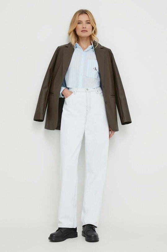 Odzież Calvin Klein Jeans koszula bawełniana J20J222614 niebieski