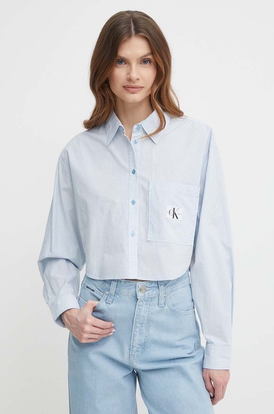 Calvin Klein Jeans koszula bawełniana bawełna niebieski J20J222614