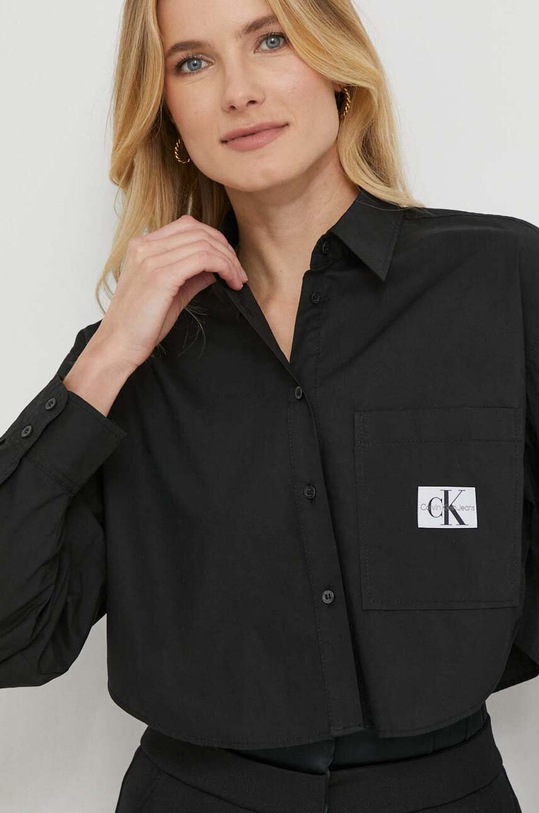 Bombažna srajca Calvin Klein Jeans črna J20J222614