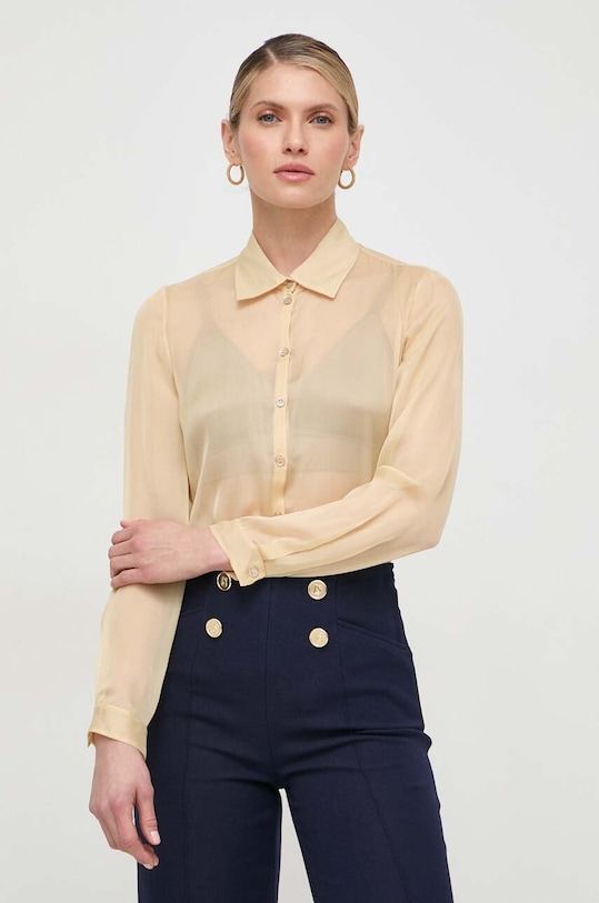 Patrizia Pepe koszula jedwabna regular żółty 8C0688.AN111