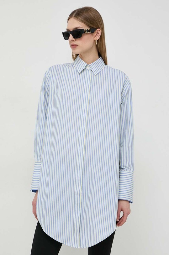 Хлопковая рубашка Victoria Beckham голубой 1124WSH005206C