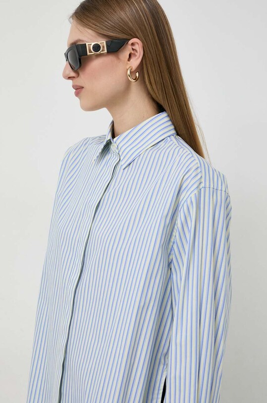 Хлопковая рубашка Victoria Beckham 1124WSH005206C голубой