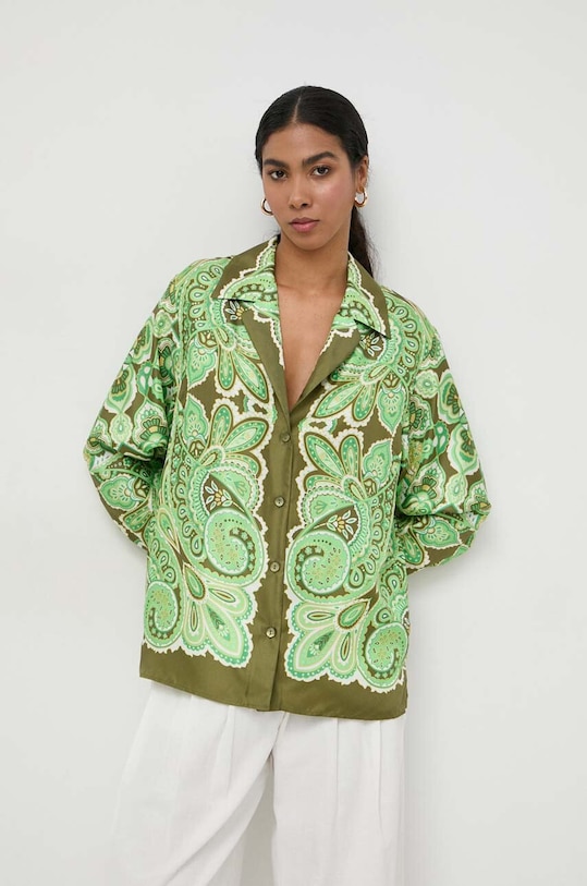 Шовкова сорочка Luisa Spagnoli візерунок зелений 540752