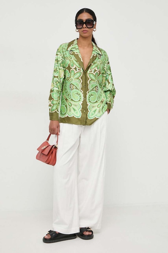 Шовкова сорочка Luisa Spagnoli 540752 зелений SS24