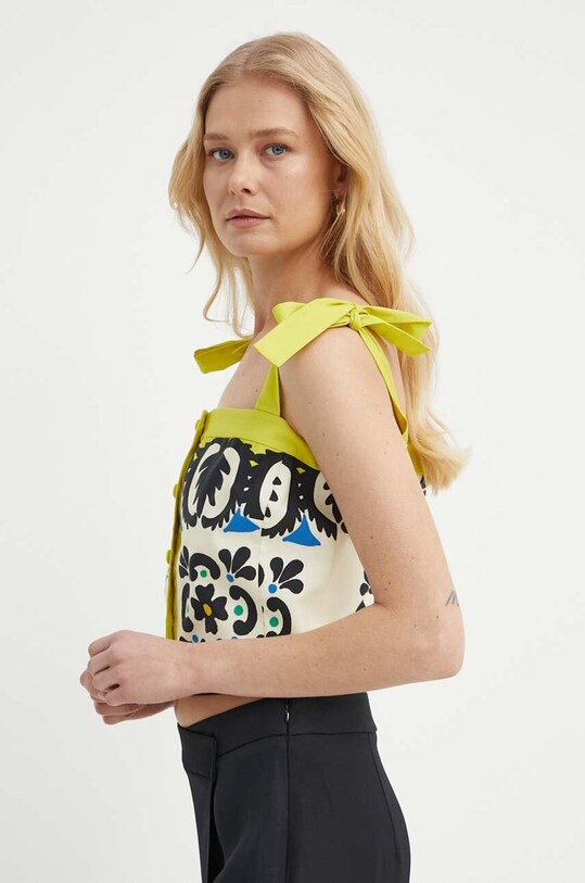 Luisa Spagnoli bluza din bumbac BESANA cu modele bej 540847