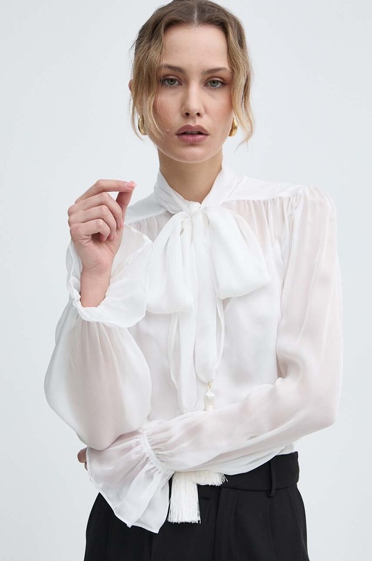 Luisa Spagnoli bluzka jedwabna RUNWAY COLLECTION biały 541119