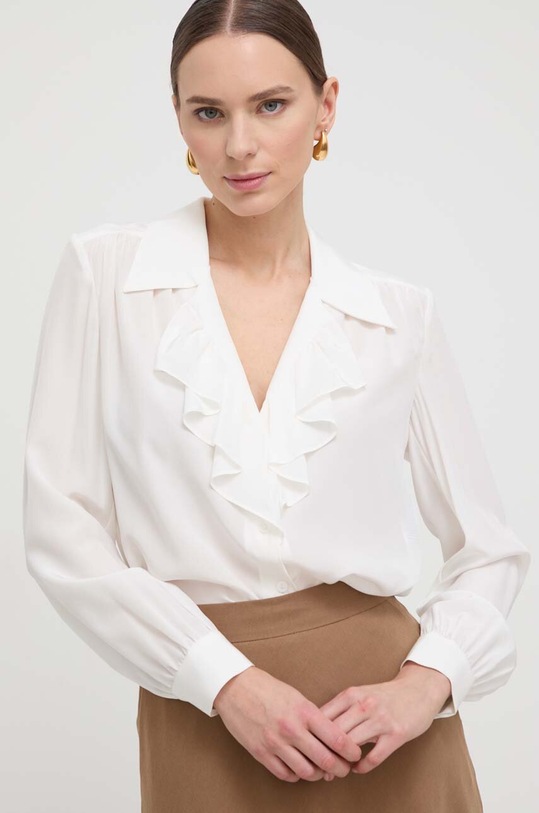 Luisa Spagnoli camicia in seta semplice beige 540915