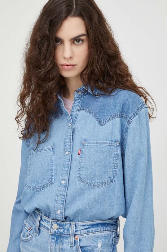 Rifľová košeľa Levi's jednofarebný modrá A7244