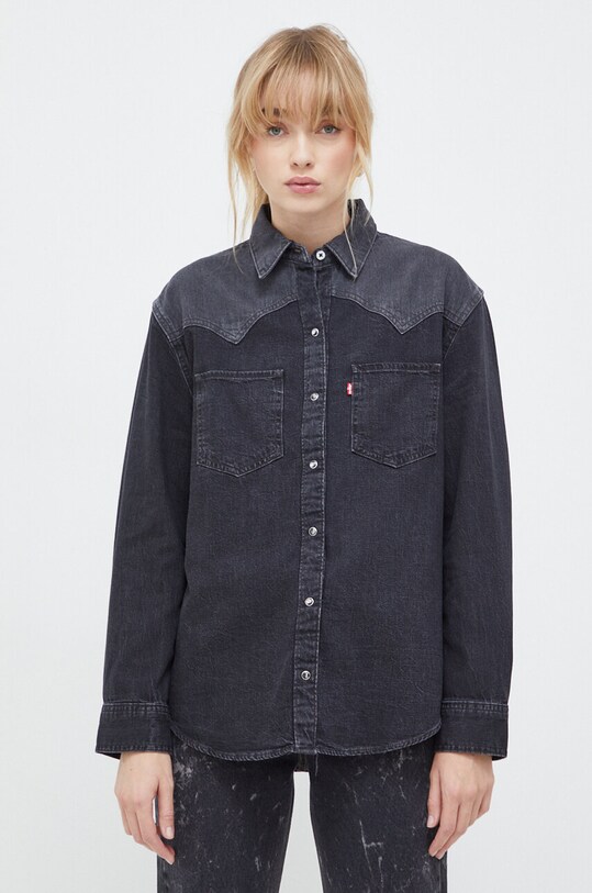 Levi's camasa jeans lung negru A7244