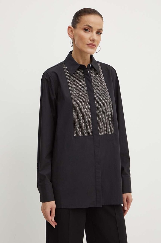Karl Lagerfeld koszula bawełniana klasyczny czarny 240W1600