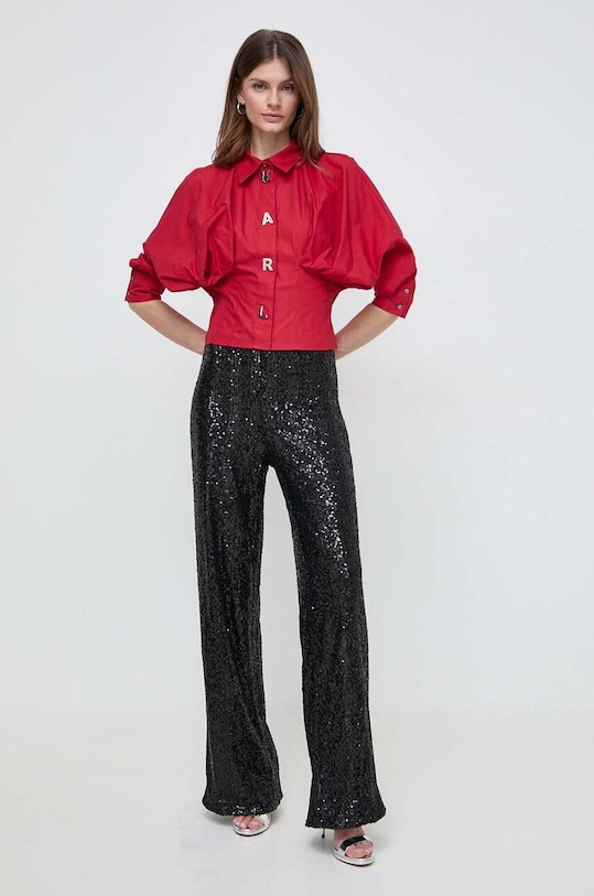 Karl Lagerfeld koszula bawełniana 240W1602 czerwony SS24