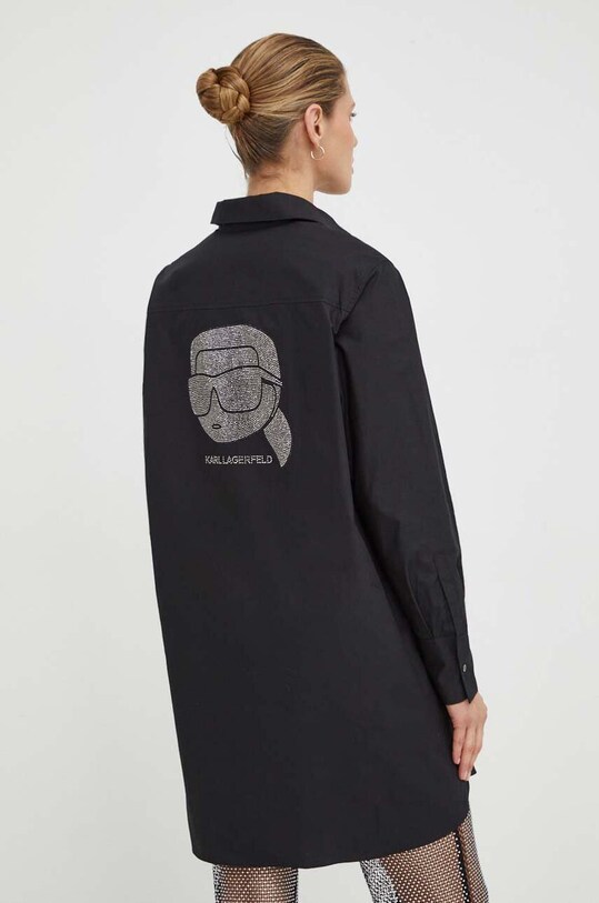 Karl Lagerfeld koszula bawełniana klasyczny czarny 240W1609