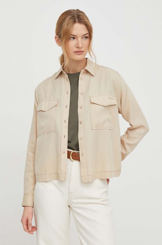 Pepe Jeans camasa lung bej PL304726
