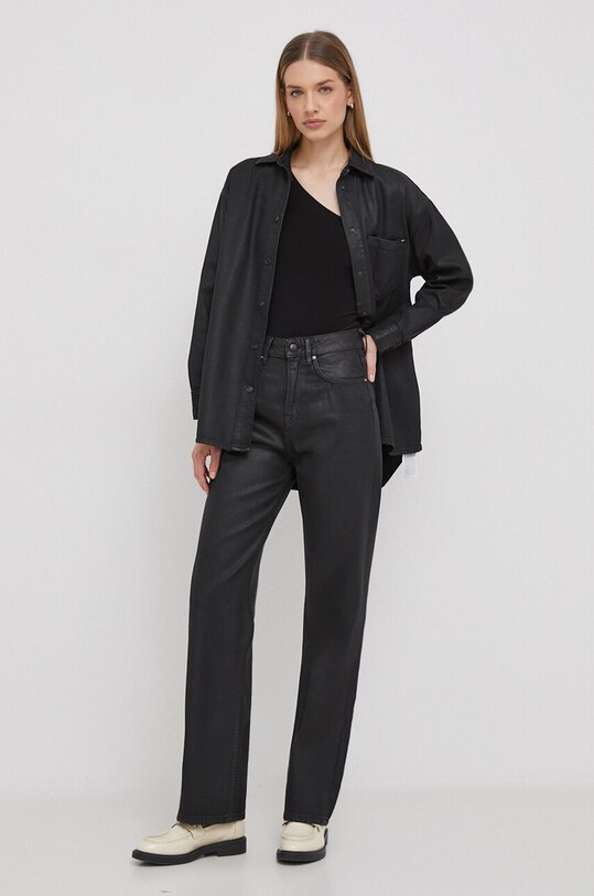 Бавовняна сорочка Pepe Jeans ALIX COATED PL304729 чорний SS24