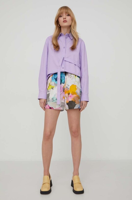 Памучна риза Stine Goya Martina Solid SG5801 виолетов SS24