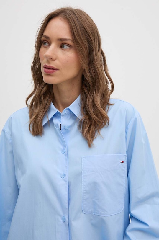 Bavlněná košile Tommy Hilfiger modrá WW0WW41410