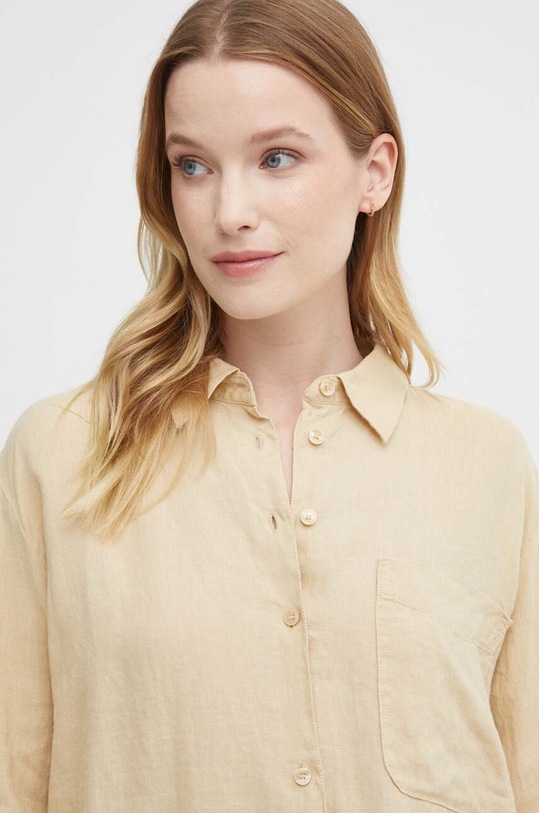 Odzież Tommy Hilfiger koszula lniana WW0WW41389 beżowy