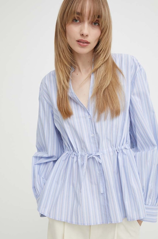 Bavlnená košeľa Samsoe Samsoe SAAMELIE relaxed modrá F24100138