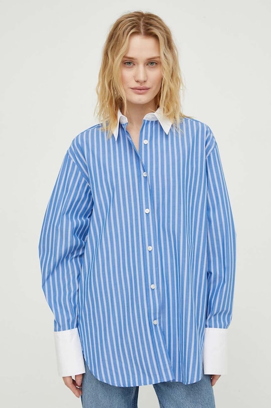 Βαμβακερό πουκάμισο Samsoe Samsoe casual μπλε F24100170