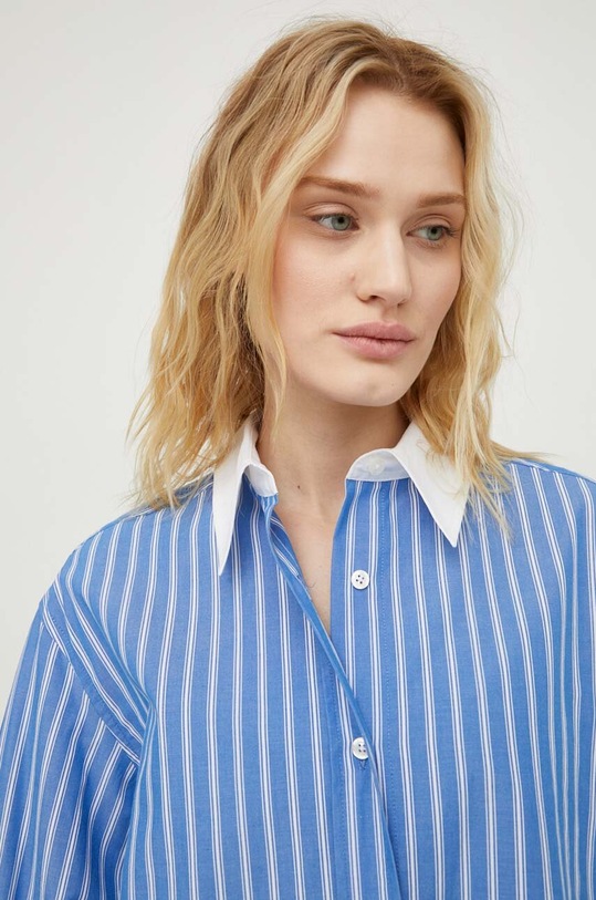 Βαμβακερό πουκάμισο Samsoe Samsoe F24100170 μπλε