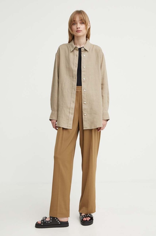 Samsoe Samsoe koszula lniana SALOVA F24100188 beżowy SS24