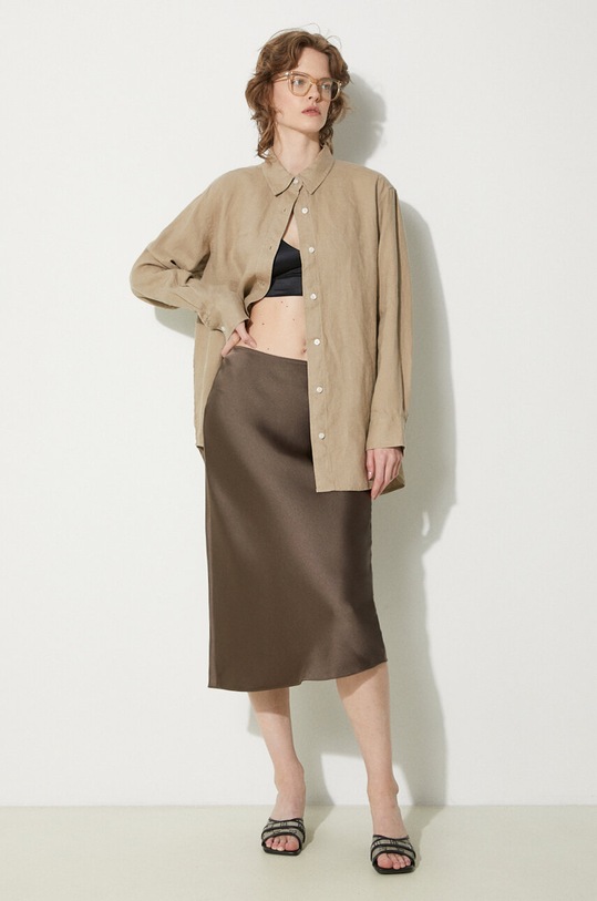 Сорочка з льону Samsoe Samsoe SALOVA F24100188 бежевий SS24